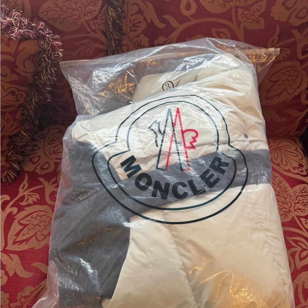 Moncler Ivory and Charcoal Puffer Jacket